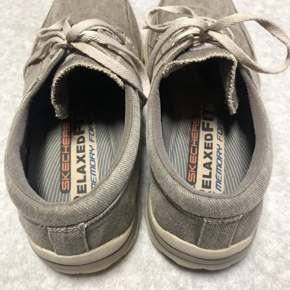 Skechers Elvin Shoes Mens Size 12 64108 Taupe Canvas Lace Up Superior Oxford - Picture 7 of 12